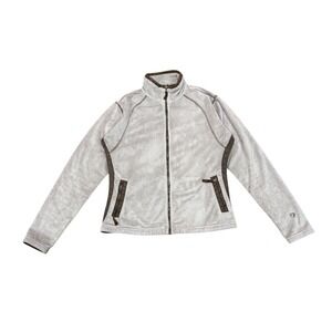 KUHL Women Plush Fleece Jacket Full Zip Born In The Mountains Grey Brown Large